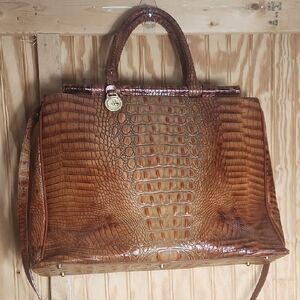 Vintage Brahmin Large Croc Embossed Leather Shoulder Handbag